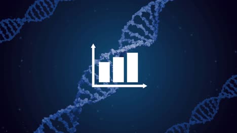 animation of diagram over dna strands on black background