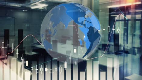digital composite of a 3d world with digital economic trend