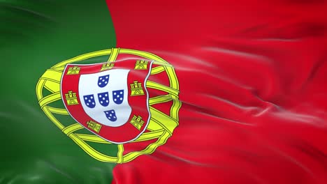portugal flag waving in the wind with highly detailed fabric texture. seamless loop