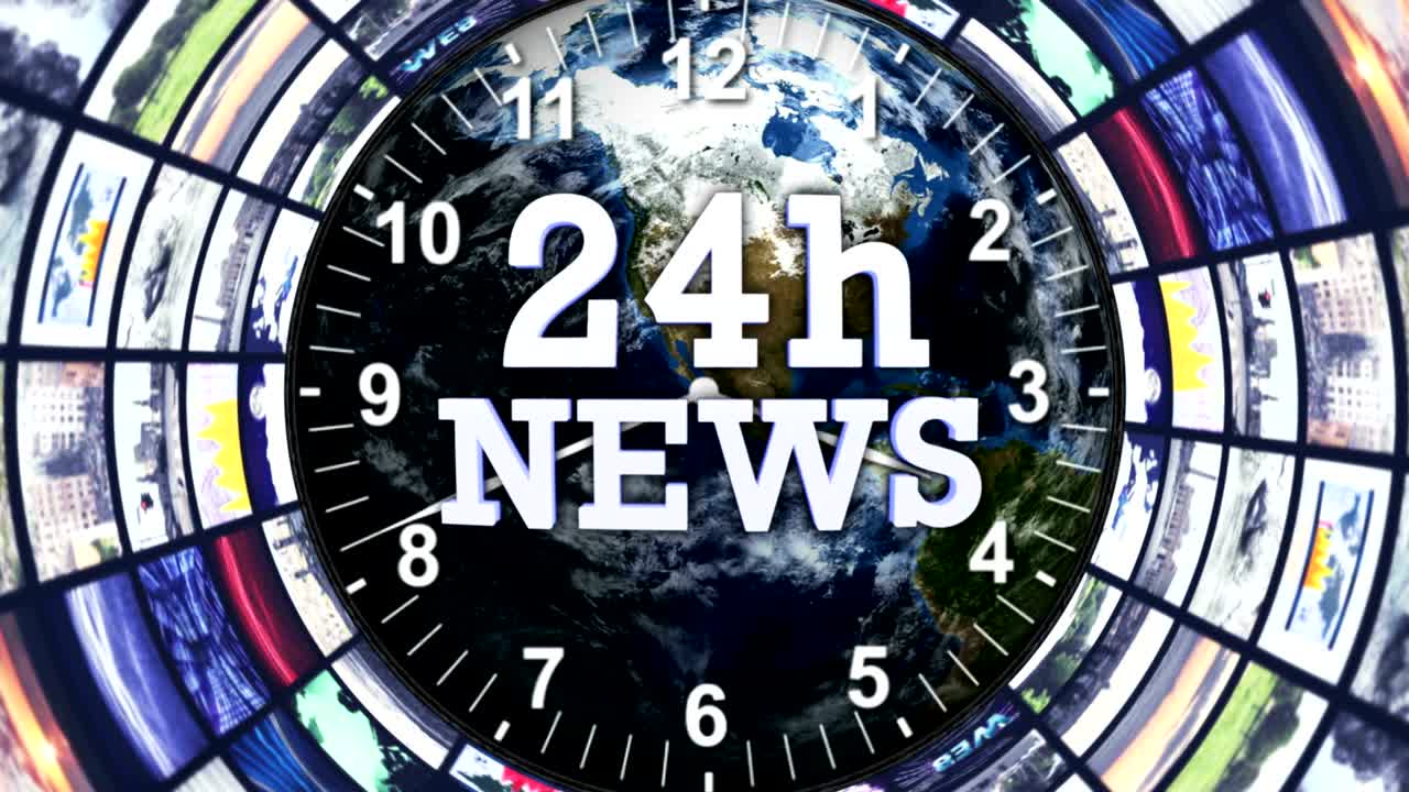 24시간 뉴스 텍스트 애니메이션, 모니터, 터널, 루프