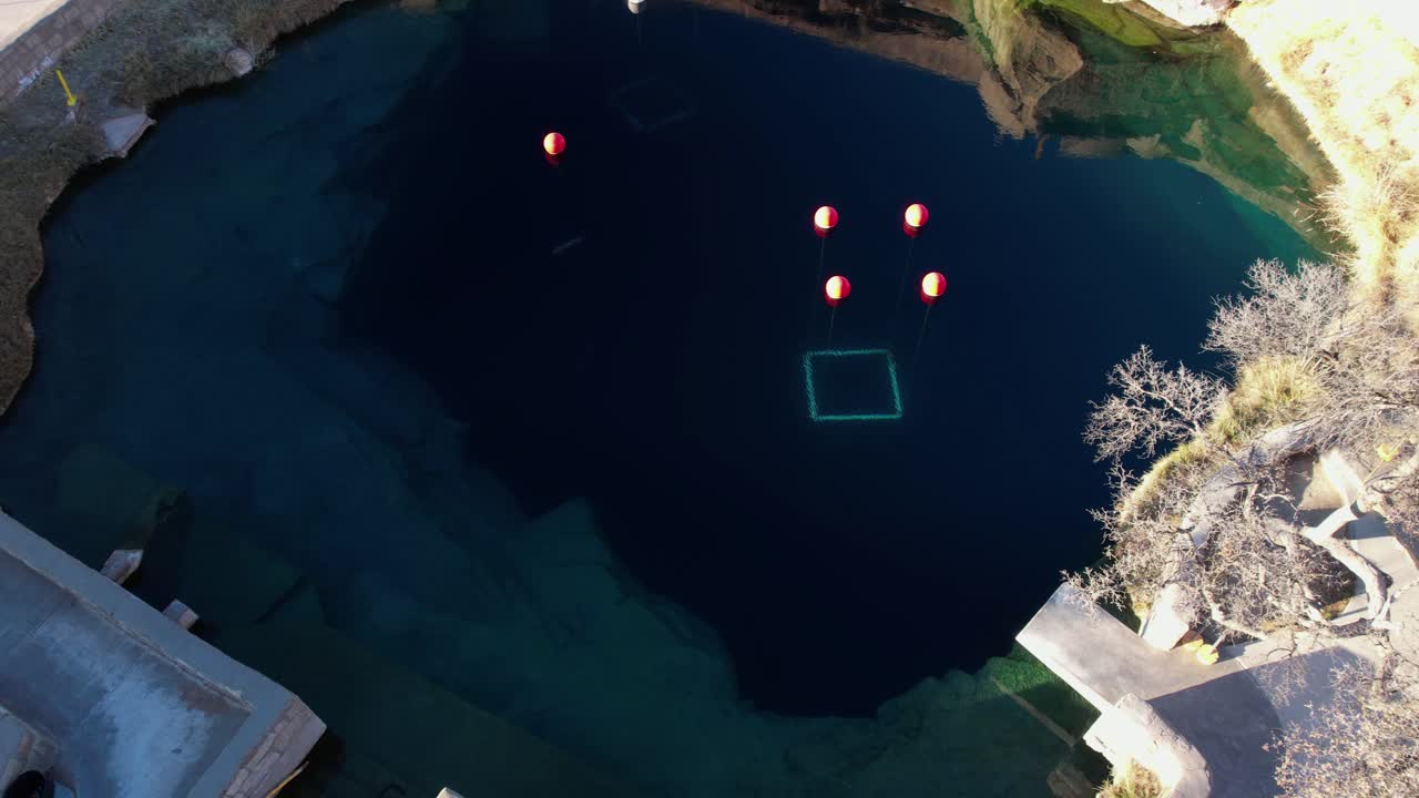 Drone Shot of Blue Hole, Natural Wonder of New Mexico, USA