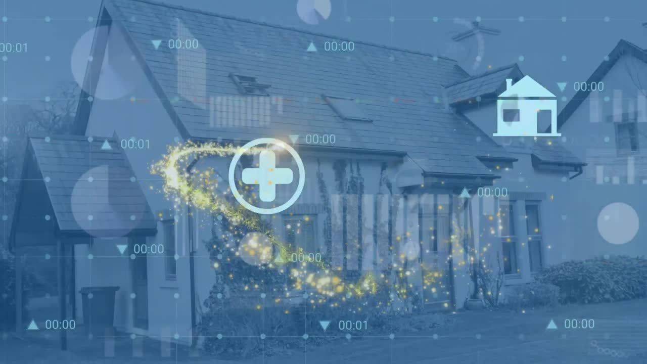 금융 데이터, 빛 및 아이콘의 애니메이션