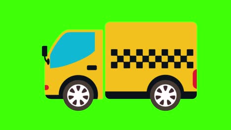 animación de un icono de taxi de carga en una pantalla verde