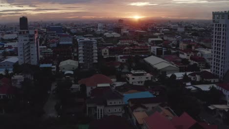 aerial asian city sunset urban drone sunrise phnom penh cambodia