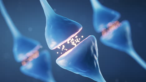 sinapsis de la célula neuronal, concepto de biología, representación en 3d.