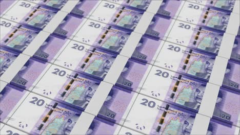billetes de 20 dirhams marroquíes impresos por una imprenta de dinero