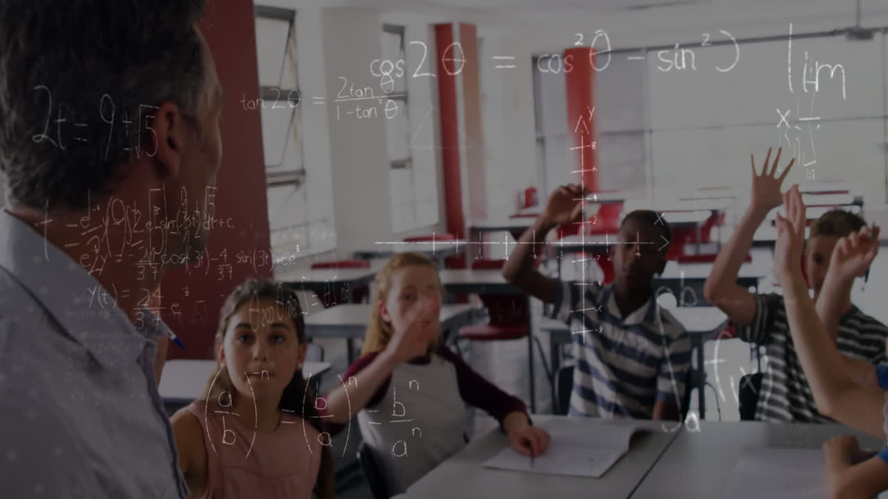 학생들의 학습에 대한 수학 방정식의 애니메이션