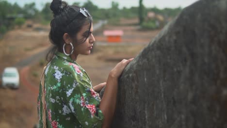 young indian girl exploring outdoors