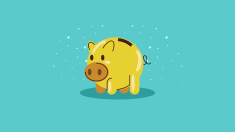 ahorros de cerdo dorado animación financiera