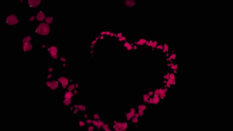pétalos de rosa en forma de corazón