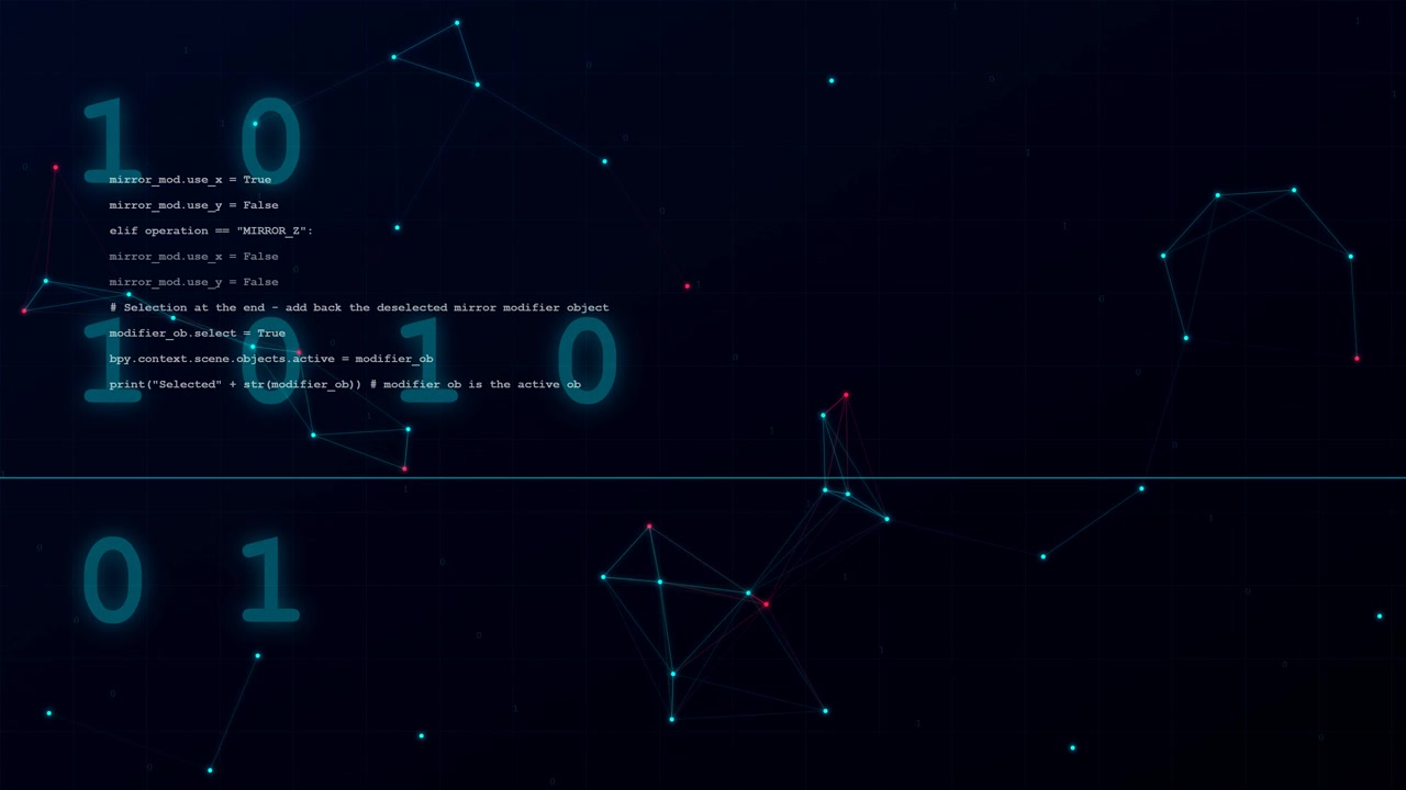 Abstract Digital Background with Python Code and Network Nodes