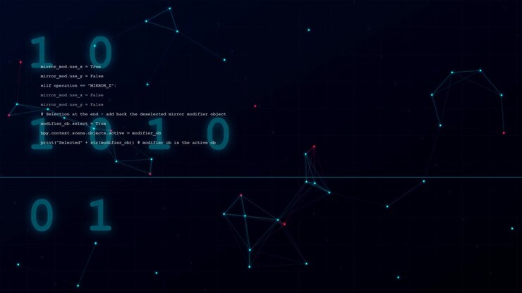 Abstract Digital Background with Python Code and Network Nodes