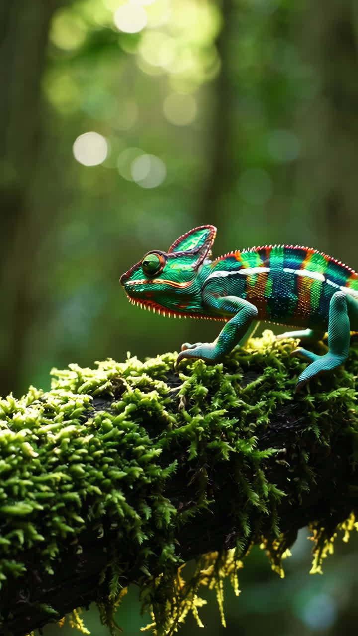 Colorful Chameleon in a Lush Forest