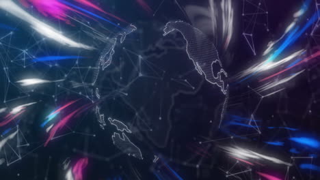 animation of globe with connections over shapes