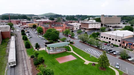 asheboro nc, north carolina aerial push in to skyline