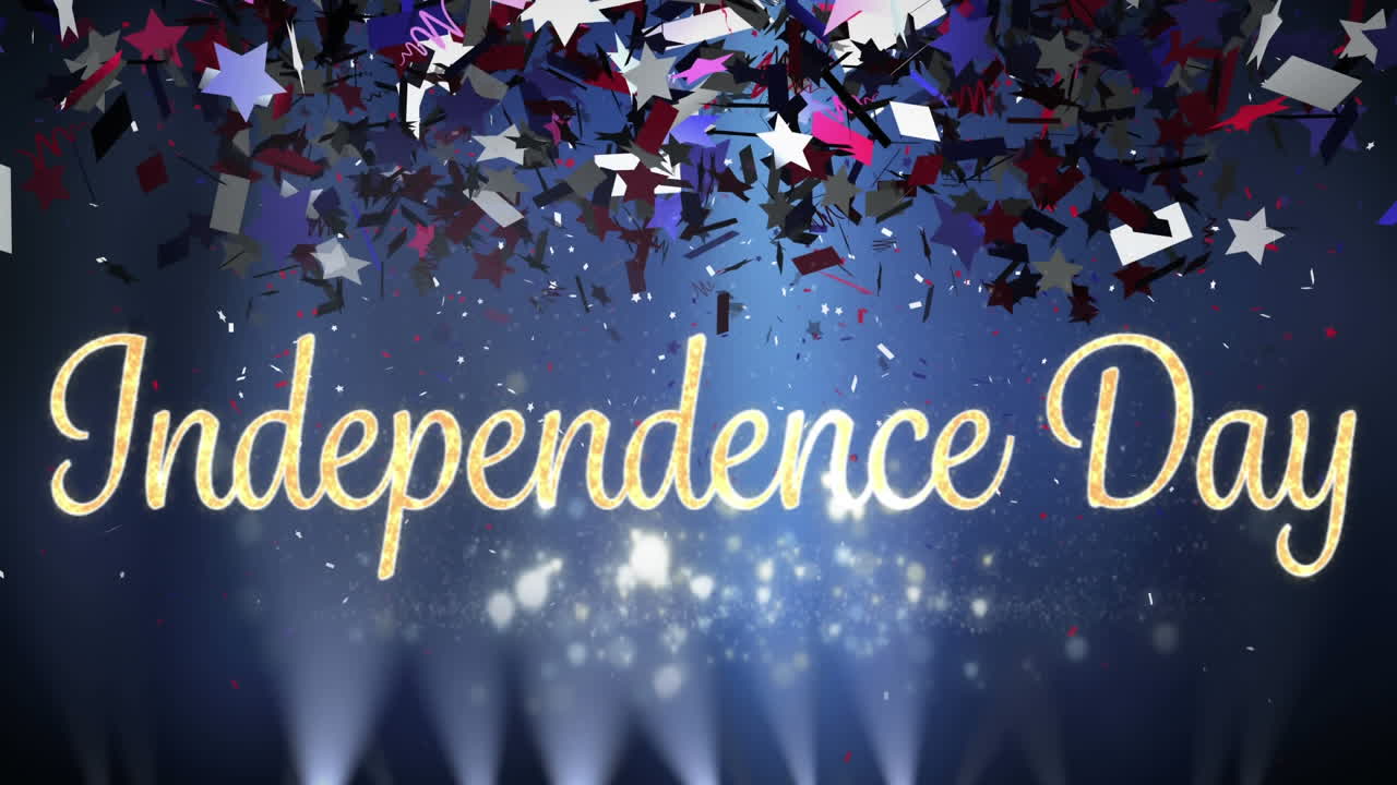 독립기념일 텍스트와 콘페티