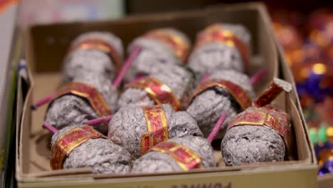 firecrackers kept for sell at diwali festival from different angle