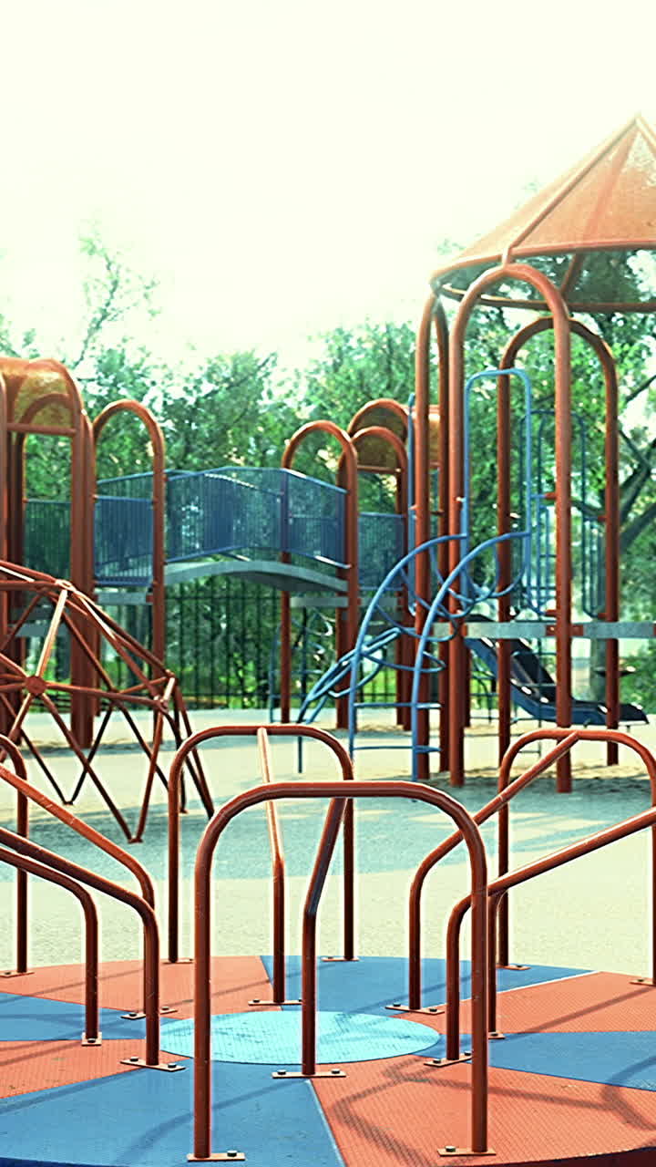 Colorful playground invites joy and laughter during sunny afternoon hours