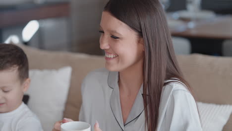 happy family enjoying coffee at home