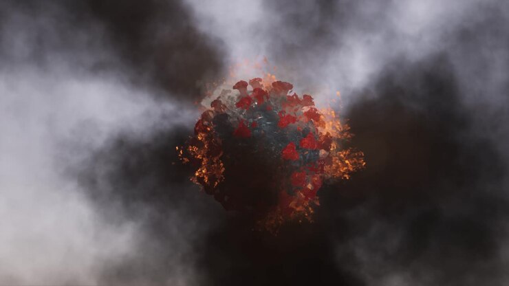 Realistic 3D footage of virus and particles