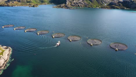 Aerial-footage-Farm-salmon-fishing-in-Norway