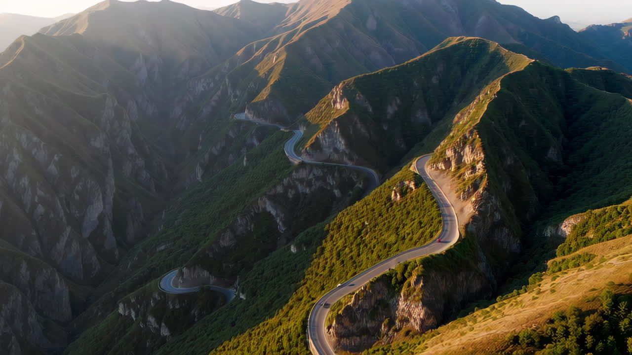 Serpentine Mountain Road at Sunrise