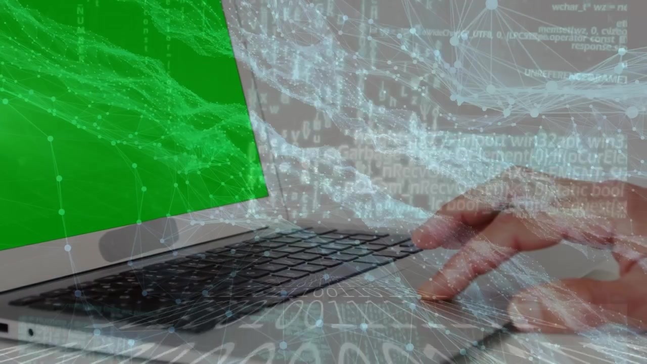 Animazione di reti di connessioni su una coppia che usa un laptop