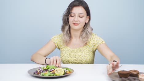 person choosing healthy menu. diet plan.