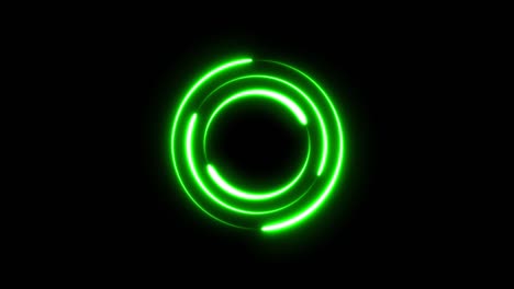 colorful of green neon line blaze glowing flashing animation loop moving random on a black background.