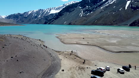 Aerial:-colorful-lagune-shore-and-mountains