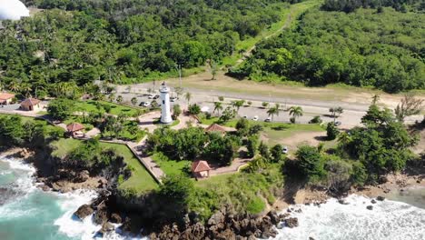 Aerial-Footage-of-a-Lighthouse-in-Rincon,-Puerto-Rico