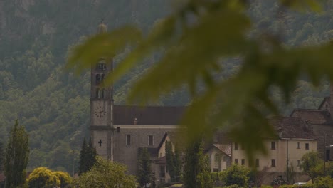 view of old church in the swiss alps near italy border