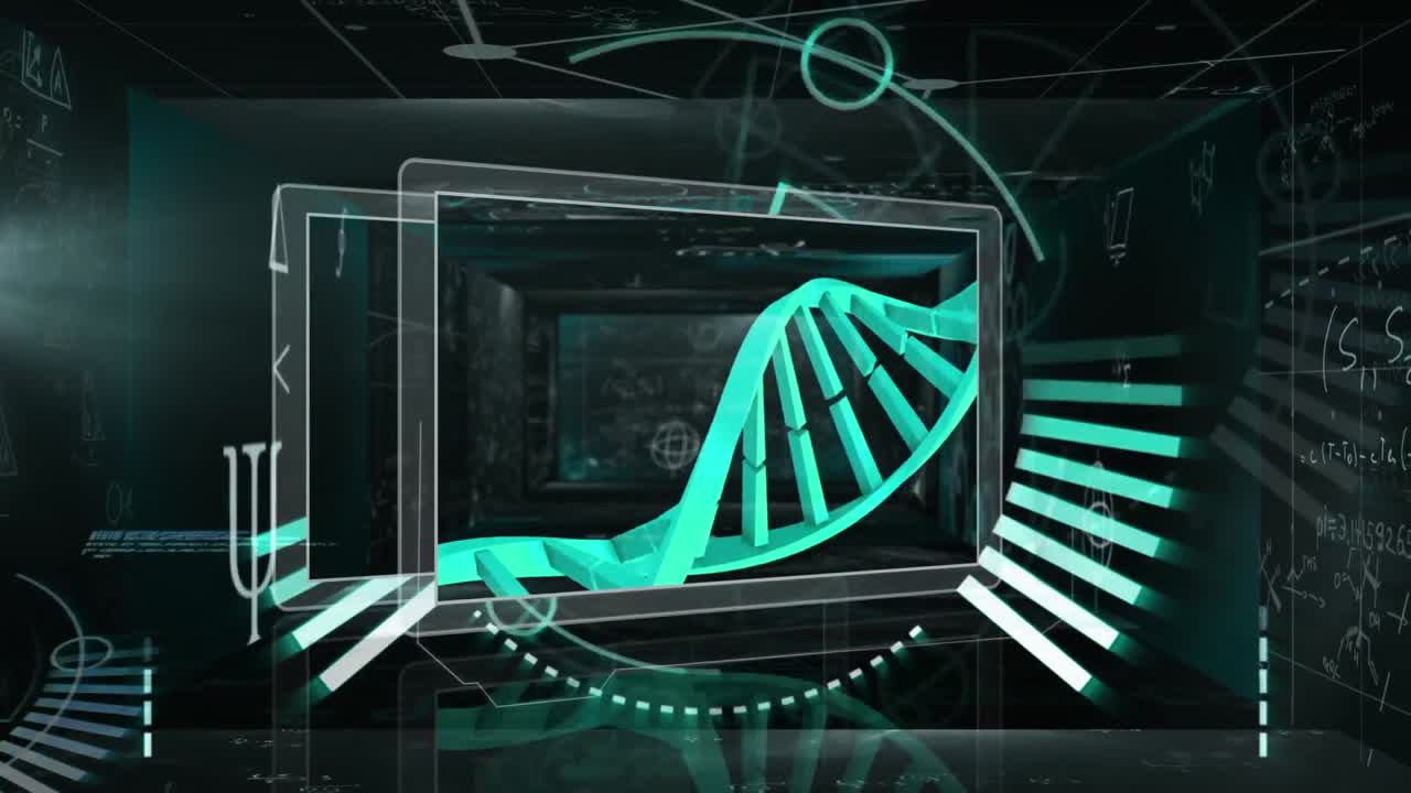 Animation of dna strand with scope over data processing