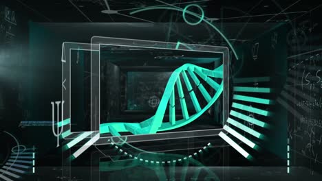 animation of dna strand with scope over data processing