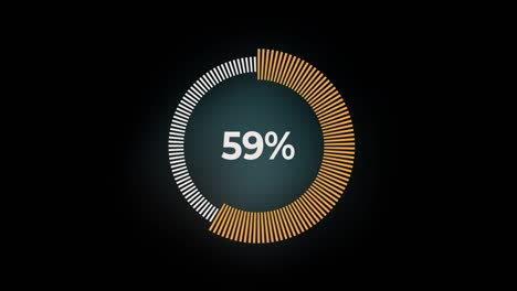 animation yellow loading bar with alpha channel. 0-75 percent. loading circle animation on black background. download page. 4k