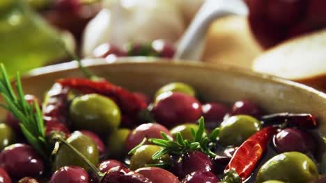 Herbs-and-olives-in-the-bowl