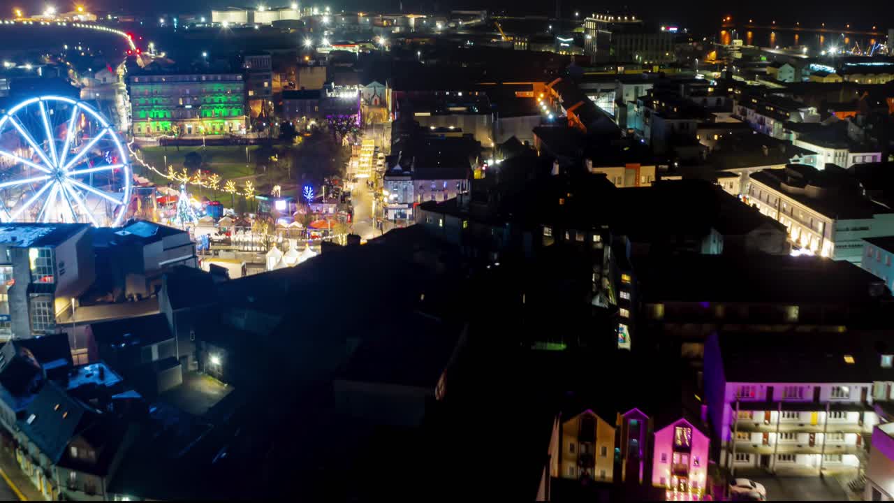 아일랜드 광장, 골웨이 크리스마스 마켓, 밤 아일랜드의 고요한 공중 초경사