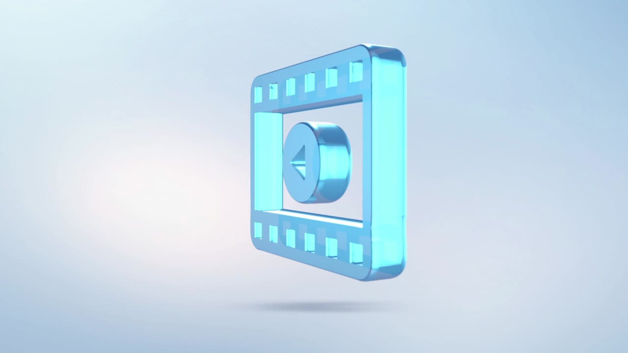 Animation sign film icon with alpha channel. Rotating isolated shooting video