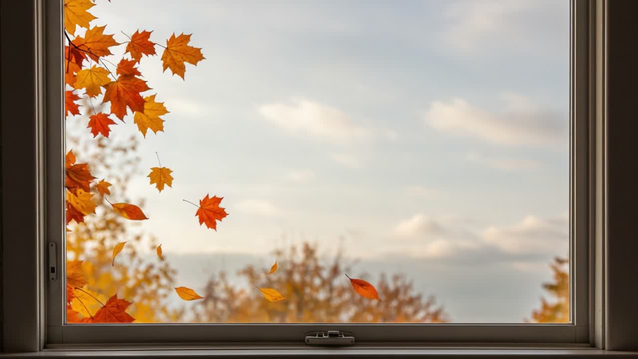 Autumn Leaves Through a Window