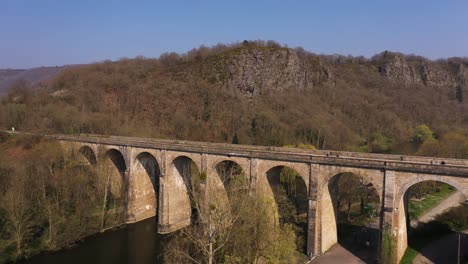 beatiful drone shot of the clecy viaduct in normandy