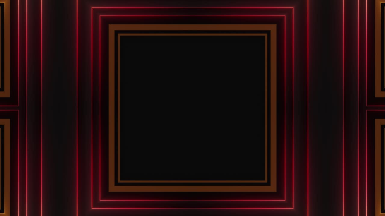 Abstract Neon Light Tunnel with Square Frame