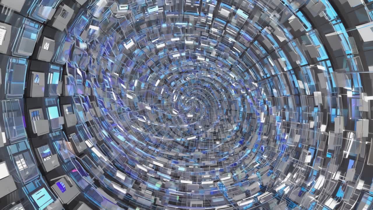 Abstract Futuristic Geometric Spiral Tunnel