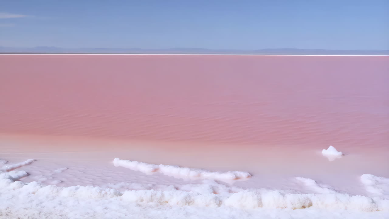 A Pink Salt Lake Landscape