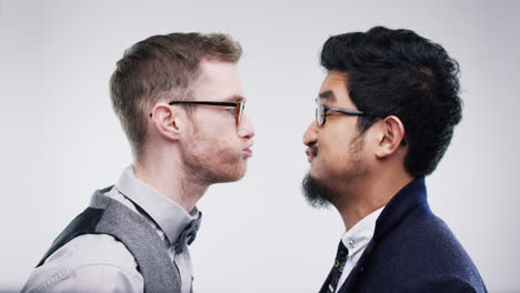 Men-pulling-funny-faces-slow-motion-wedding-photo-booth-series