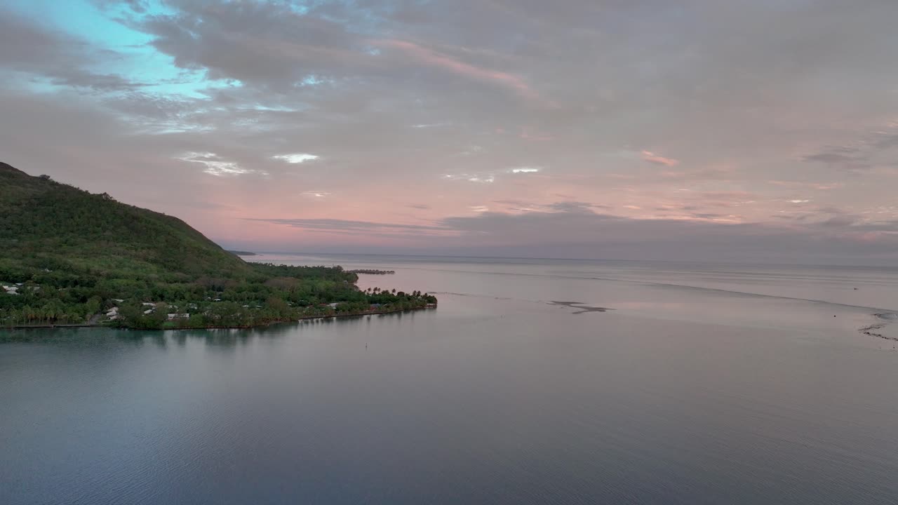 Cloudy Daybreak Over Cook's Bay In Tahitian Island Of Moorea In French Polynesia