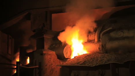 industrial fire from furnace. iron and steel industry. industry fire flame