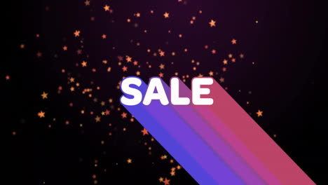 sale text animation over colorful streaks and starry background