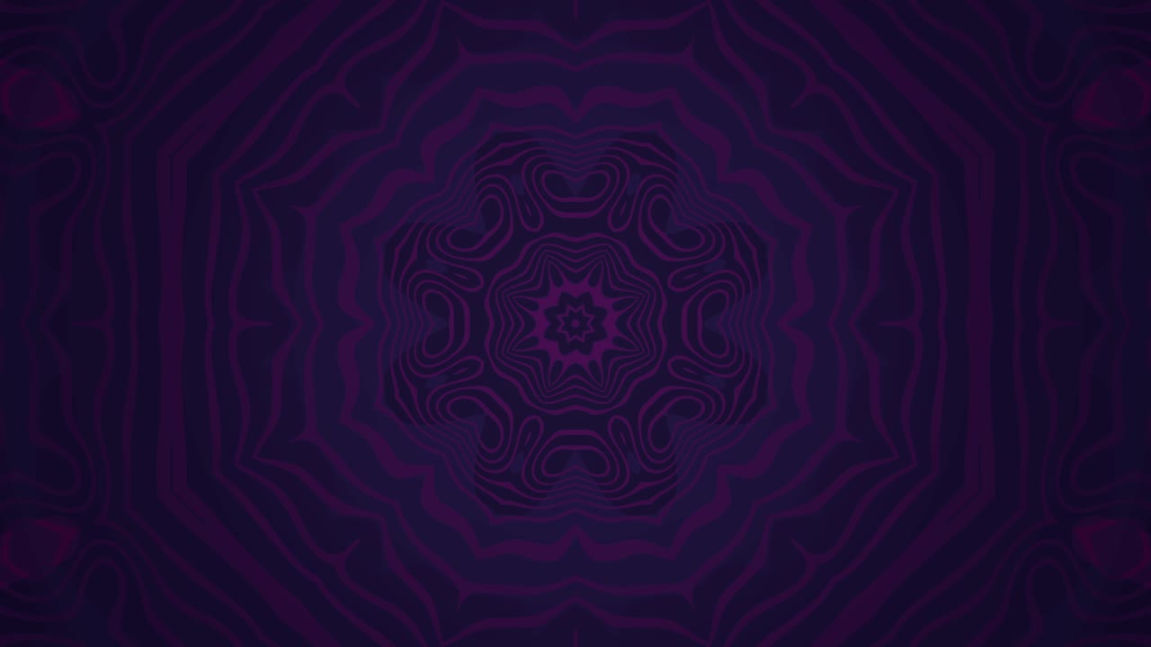 Loopable Turbulent Dark Purple Abstract Kaleidoscope Pattern Animation, Whirling Symmetrical Mandala Design