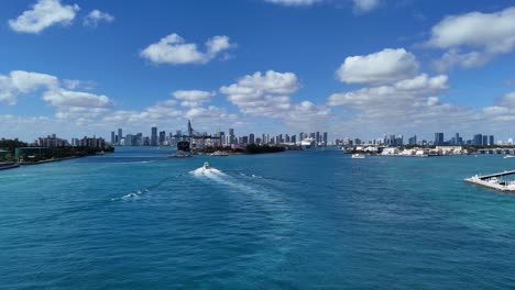 beautiful video of miami bay from above a wealthy city in the southern united states