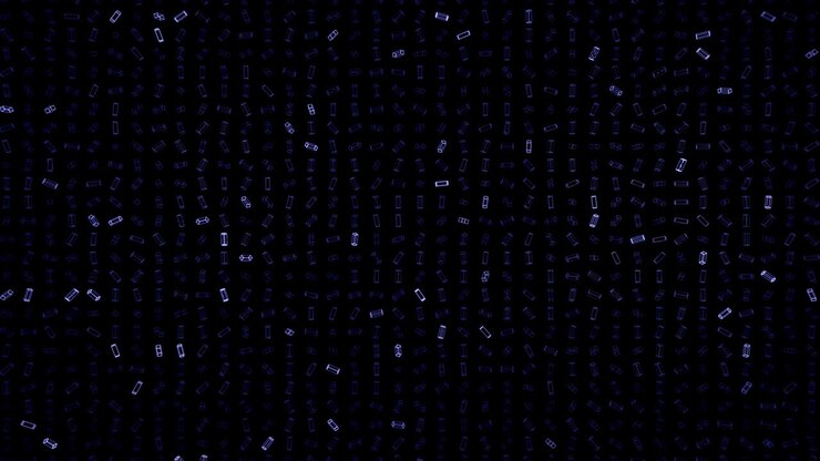 3d abstract simple geometric background with blue blocks like light bulbs flashing neon lights in 4k. Smooth looped animation. Creative simple motion design bg with 3d objects. VJ loop.